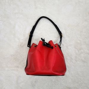 LOUIS VUITTON Bucket Petit Noe drawstring red/blk